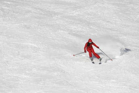 Powder snow and offpiste skiingの写真素材