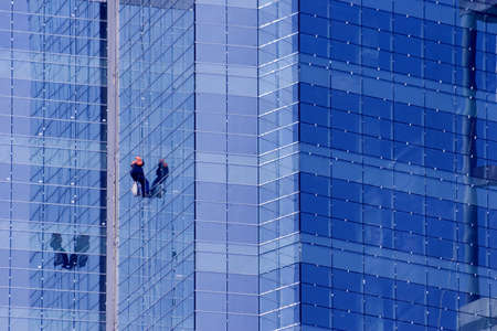 Modern building used for commercial purposes on the blue sky