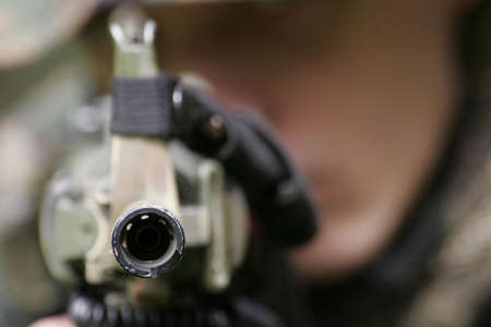 U.S. Marine corps Soldier are ready to fightの写真素材