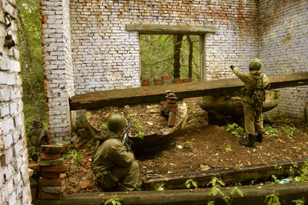 Group of terrorists in moscow strikeball gamesの写真素材