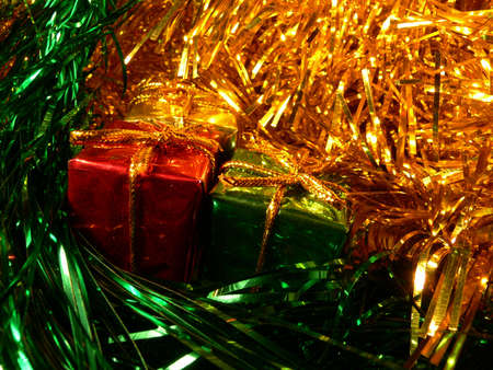 Christmas presents and decorationsの写真素材