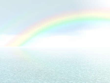 Beautiful rainbow over the seaの写真素材