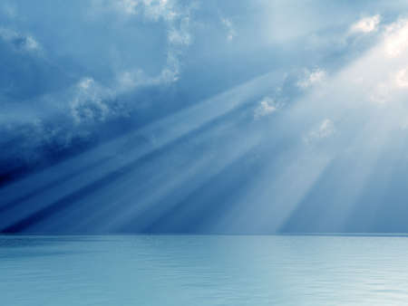 Wonderful god rays over the seaの写真素材