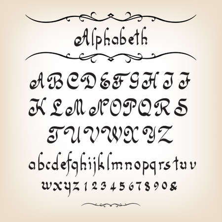 Calligraphic alphabetのイラスト素材