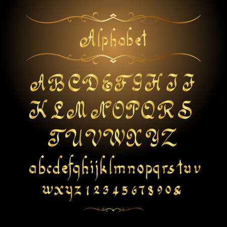 Golden alphabet. illustrationのイラスト素材