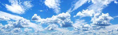Blue sky with white clouds in summer. Panorama, large size