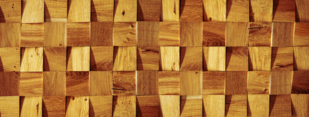 Wooden, textured background, panorama of an old brown board. Sawn wood bars, banner for interior,...