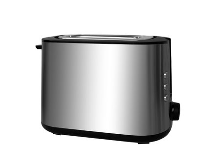 Stainless steel toaster isolated on a white background. Making toast. Electric toaster for toasting...
