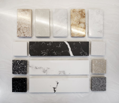 Stone texture for modern interior design. A sample of natural stone for kitchen countertops and other furniture. Furniture manufacturingの写真素材