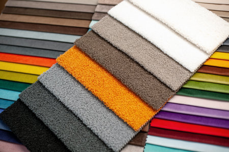 Furniture textiles for the interior of the house. Samples of soft upholstery fabrics. a close-up...
