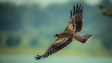 Common buzzard (Buteo buteo) in flight