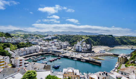 Panoramic view of Luarca townの写真素材