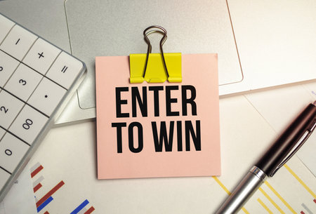 Enter to Win symbol. White note with words Tips and tricks on beautiful wooden table