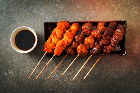 Japanese chicken grill or yakitori serve in izakaya style - Japanese food styleの写真素材