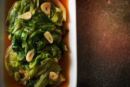 Stir fried Iceberg lettuce with Oyster sauce - Healthy food styleの写真素材