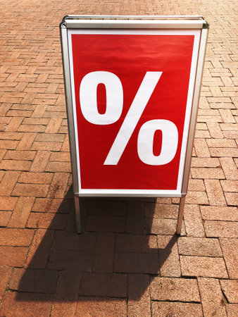 customer stopper sign board advertising sale with percent symbol