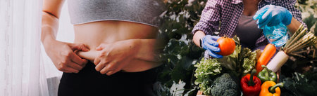 Young healthy woman with fruits.の写真素材