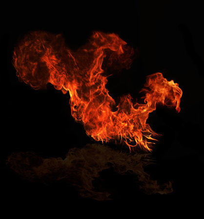 Fire flames, isolated on black background