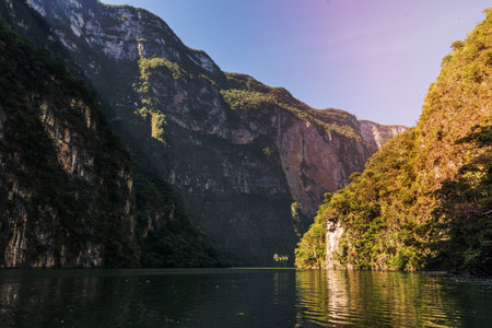 Local Bridge at Chiapas Mexico. Wild River.の写真素材