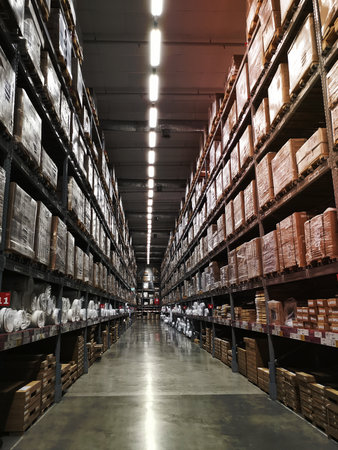 It is a warehouse of a large-scale shopping centerの写真素材