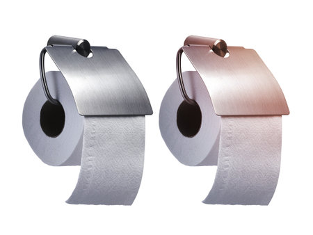 White toilet roll paper dispenser isolated on white background with clipping pathの写真素材