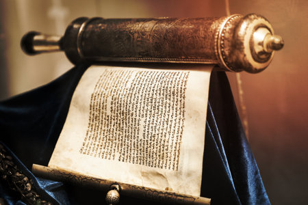 ancient sacred the unwrapped Torah scroll silver