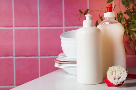 Detergent, accessories for dish washing and cleaningの写真素材