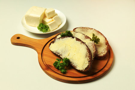 Concept of breakfast, eat food with butterの写真素材