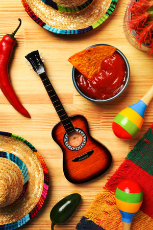 Composition for Cinco de Mayo concept, top viewの写真素材