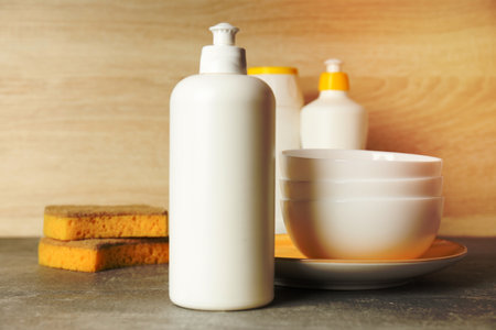 Detergent, accessories for dish washing and cleaningの写真素材