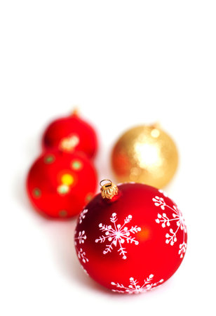Christmas balls isolated on white backgroundの写真素材