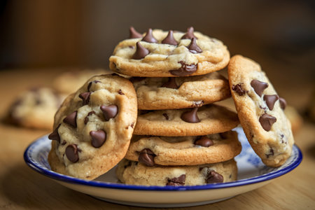 chocolate chip cookies on a white plate