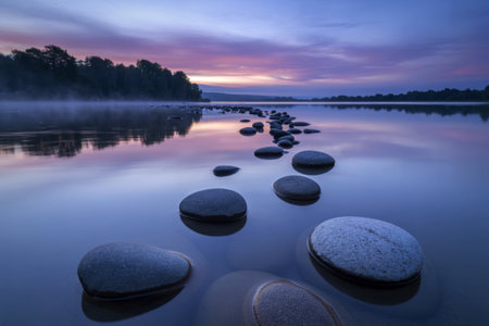 A serene landscape photo during what appears to be dawn or dusk