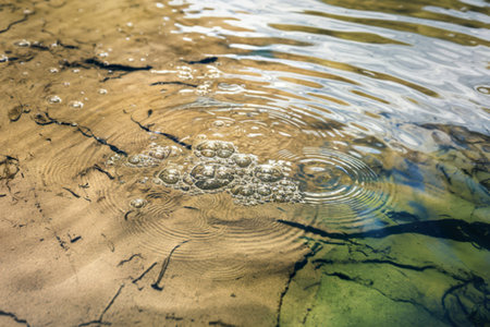 a shallow pond or stream with clear waterの写真素材