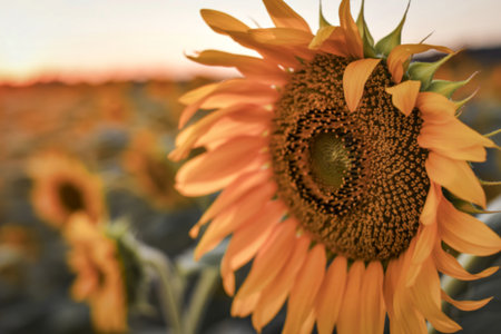 A photograph of a vibrant sunflowerの写真素材