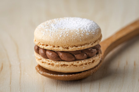 A photo of a close-up shot of a cake macaronの写真素材