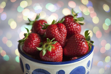 A photo of fresh strawberriesの写真素材