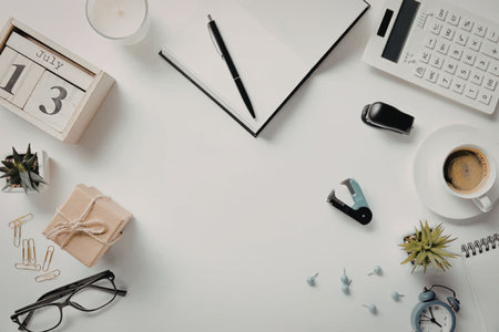 A well-organized workspace with essential items for productivity and creativity