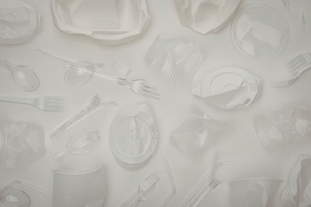 A collection of dining utensils and plates on a table