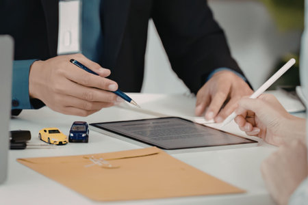 Business meeting with car models