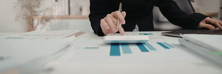 Business person analyzing data chart