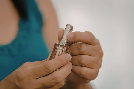 Person holding small object