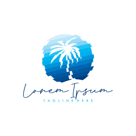 Glass coconut tree island color logo vectorのイラスト素材