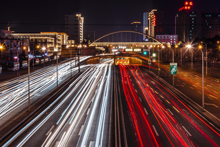 Night view of Changchun City Expressway, Jilin Provinceのeditorial素材