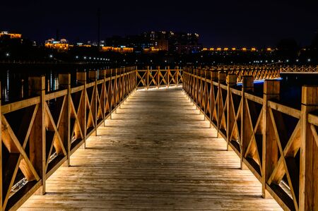 Night view of Yitong River, Changchun, Chinaの写真素材