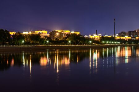 Night view of Yitong River, Changchun, Chinaの写真素材