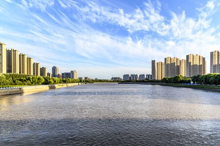 Yitong River Viaduct and High-speed Railway Landscape in Changchun, China