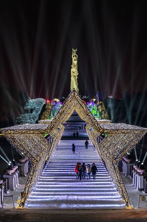 Nnight view of Changchun Spring Festival ice and snow sculpture eventのeditorial素材