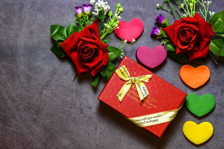 Roses and gift boxの写真素材