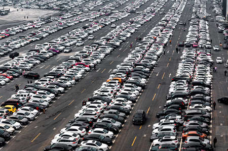 View of the parking lot of the Eurasian store in Changchun, China